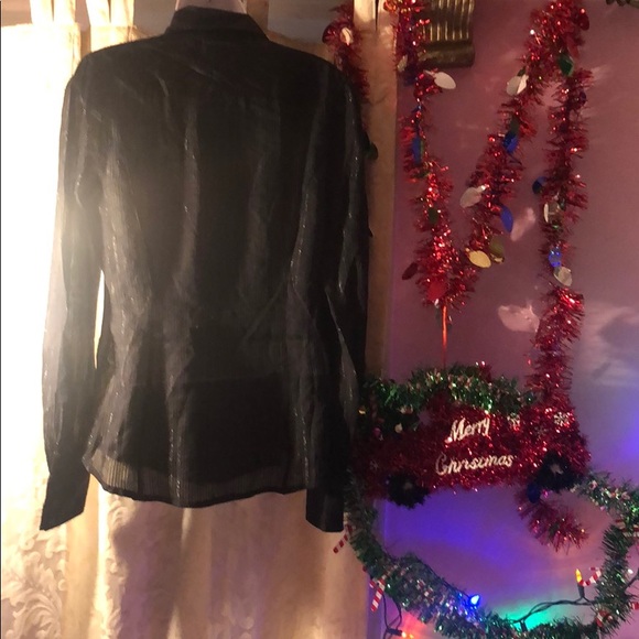 Lucky Brand black silk blouse with metallic. SizeM🔺FIRM🔺 - Picture 2 of 8